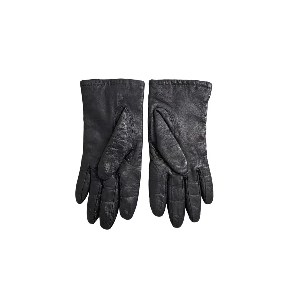 Vintage Black Genuine Leather Studded Gloves Womens Medium M 80s 90s Style